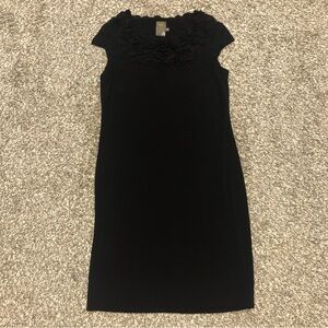 Taylor Rose Ruffle Black Sheath Dress